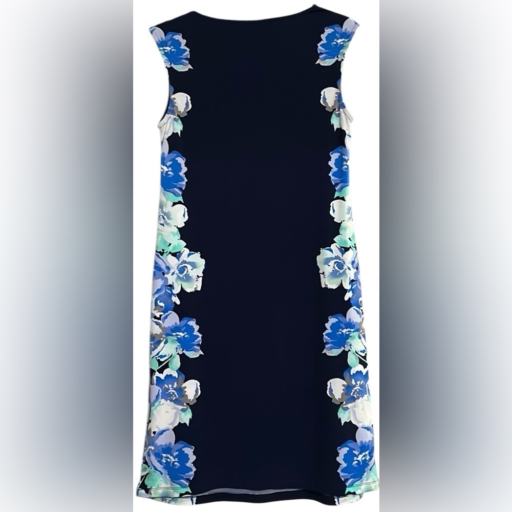 APT 9 Navy Blue/Mint Green/White Floral Sleeveless Sheath Dress, Size Small,GUC. - Picture 7 of 7